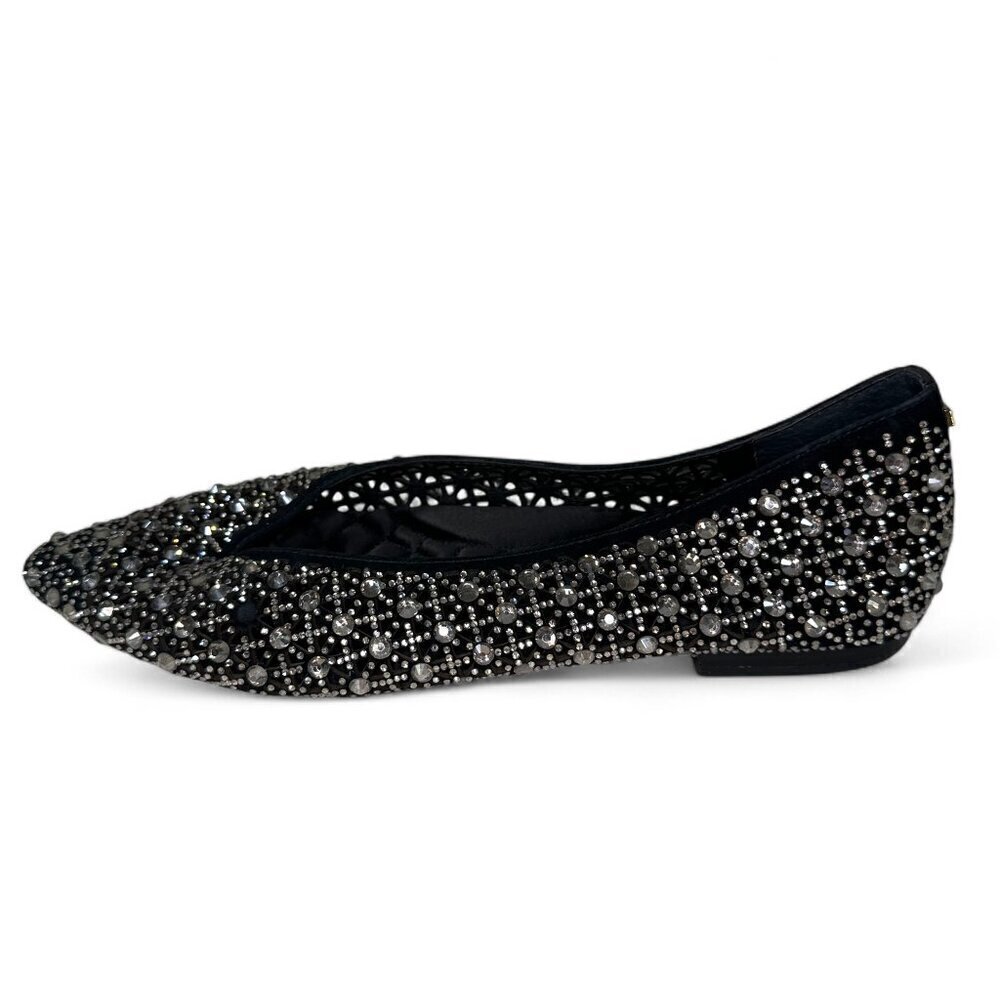 Birdies Women's Goldfinch Pointed Toe Suede Ballet Flat in Pewter Crystal 8.5 - Picture 7 of 16